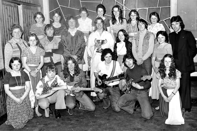 1976... Members of St Eugene's Youth Club who presented an extract from 'Jesus Christ Superstar' which won the Fleming Cup.
