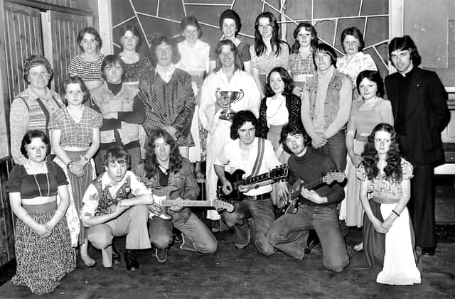 1976... Members of St Eugene's Youth Club who presented an extract from 'Jesus Christ Superstar' which won the Fleming Cup.