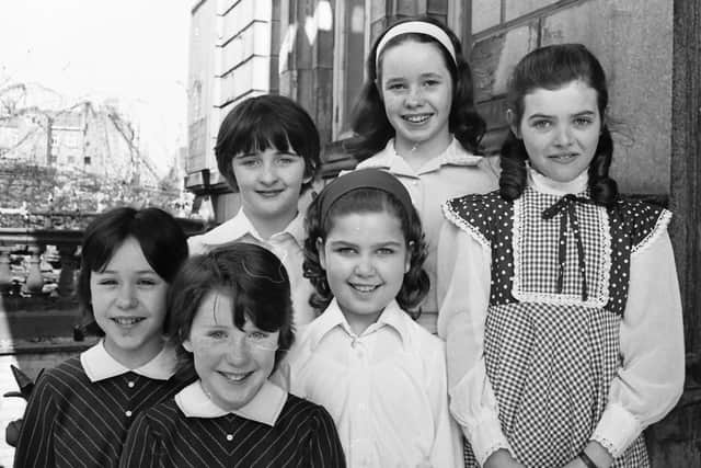 1976... Prizewinners in the girls' duet (u-13). From left are twin sisters Terri and Ronni Coyle, who were the winners, Ann Healy and Maria Doherty, who were second, and Fiona Kelly and Margaret Hegarty, who were third.