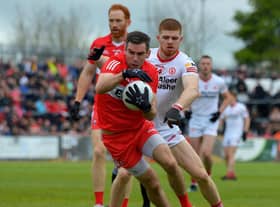 GOAL: Benny Heron's crucial first goal opened the Croke Park floodgates as Derry cruised into the All Ireland semi-final. (Photo: George Sweeney)