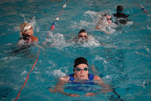 Swimmers half way their time in the pool during Sunday's Triathlon at Templemore. (Photo: Jim McCafferty)