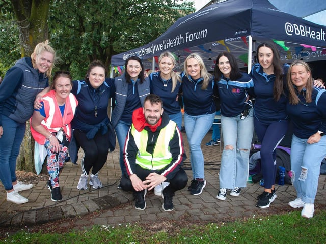 Team from Bogside and Brandywell Health Forum. From left, Sarah Harkin, Carmel Lunch, Aisling Hutton, Danielle Kelly, Rachel McIntyre, Grainne Hargan, Ciara McElhinney, Natalie Cairns, Lorraine Kivelehan and at front, Kevin-Barry Donnelly.