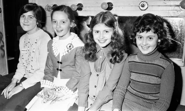 1976... From left are Anne Marie Joyce, first in violin solo (u-12), Marie Wilson, first in any set dance (u-12), Grainne Donnelly, first in woodwind solo (u-16) and Nuala Bryce, first in poetry (u-10).