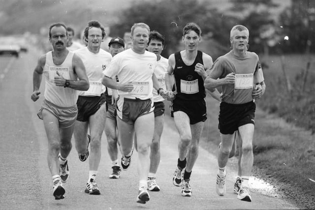 A group of runners taking part in the Buncrana 10k road race in June 1997.
