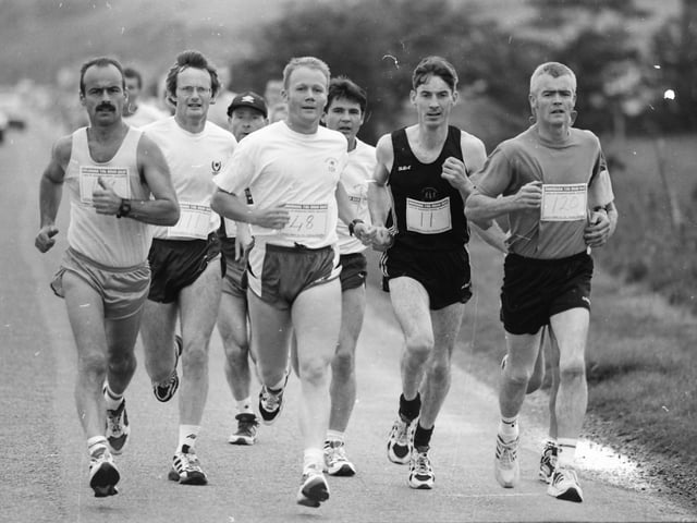 A group of runners taking part in the Buncrana 10k road race in June 1997.