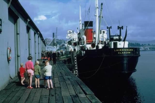 The Scotch Boat Lairdsbank, operated by Burns and Laird Lines Limited, at Derry Quay in summer 1963. In 1922, the two old-established Glasgow companies, G & J Burns and Laird Line, who had pioneered passenger, goods and livestock routes between Scotland and Ireland amalgamated to form Burns and Laird Lines Ltd. The Scotch Boat carried passengers, emigrants, seasonal migrants, holidaymakers and livestock from Derry to Glasgow. It was an important part of Derry’s maritime history; indeed for 137 years, running from 1829 until the autumn of 1966, there was a timetabled passenger service between Derry and Glasgow.