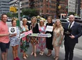 James and Louise Huey, Walled City Brewery; Karen Henderson, Visit Derry; Dana Welch, Tourism Ireland; Maria McDermott, Visit Derry; Linda Lynch, City Hotel Derry; Ruth Moran, Tourism Ireland and Michael Farrell. Bishop's Gate Hote,l in New York City for an event organised by Tourism Ireland to shine a spotlight on Derry.