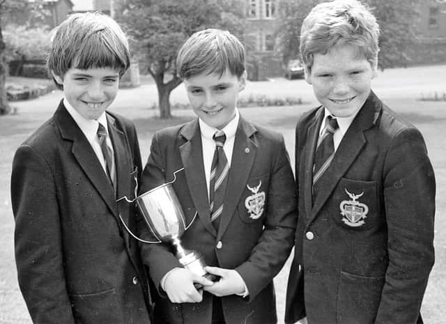 1984... Pupils from St Columb's College who were prizewinners at the Feis. From left are Michael Harkin, Gavin Coyle and Samuel Burke.