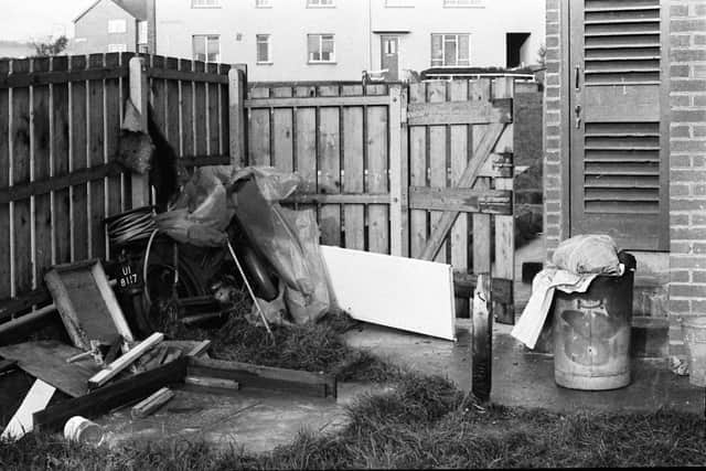 The back yard of the Thompsons' home in Creggan just hours after the shooting.