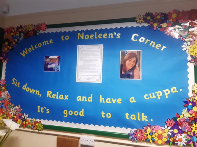 ‘Noeleen’s Corner’ has been decorated with artwork by the pupils.