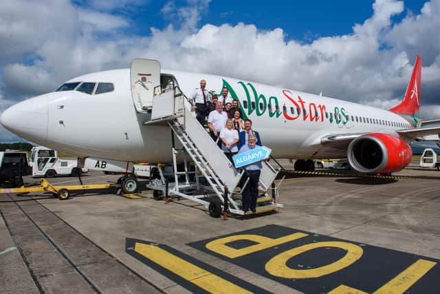 Steve Frazer, City of Derry Airport, airline crew and others launching the new route.