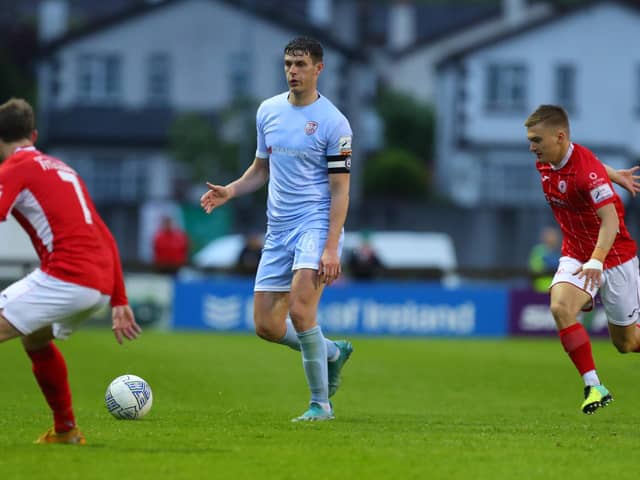 Derry City captain Eoin Toal continues to struggle with an ankle problem and is a major injury doubt for Friday's encounter at Bohemians. Picture by Kevin Moore/MCI