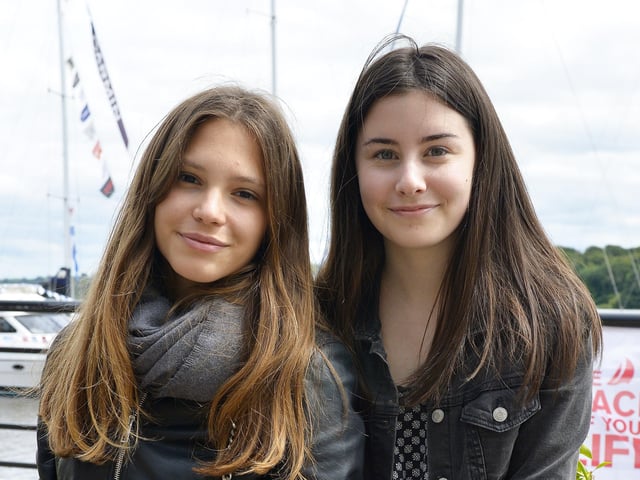 Orla Keogh, from Derry, with her friend Sara Galantuomini, from Tuscany, at the Foyle Maritime Festival last week. DER2918GS054