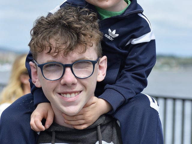 Three-year-old Caodhan Curran with his big brother Conor at the Foyle Maritime Festival last week. DER2918GS066