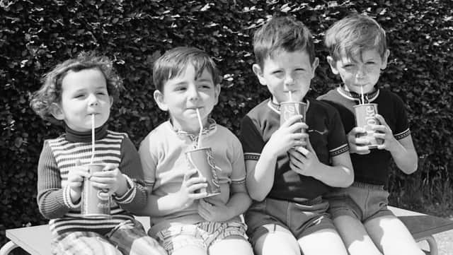 1974... Cooling off with refreshing drinks at the annual Stradreagh Hospital garden fete are Pamela, Roderick, Leslie and Trevor O'Connor, from Greysteel.