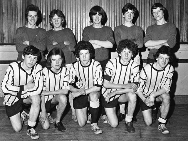 1971... Long Tower Boys' Club footballers who took part in 41 hours of non-stop football at Our Lady of Lourdes Hall, Lecky Road, in aid of charity. They are, at front, Tommy McGlinchey, Martin McIntyre, Kevin Mahon, Denis Doherty and Pat Thompson. At back are George McGowan, Joe Bradley, Michael Gallagher, Raymond Carton and Pat McGilloway.
