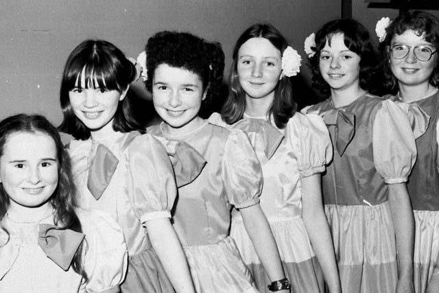 1979... The 'Ladybirds' harmony group from the production of 'Finian's Rainbow' which played at the Marian Hall, Shantallow. From left are Brenda Donaghy, Oonagh McCaul, Helene Begley, Nuala Cooley, Siobhan Doherty and Catherine Begley.