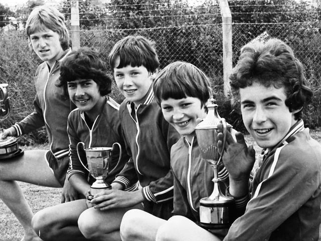 1978... 'Athletes of the Year' at St Peter's CBS, Derry, are, from left, Tony Robinson, Con McAllister, Kevin Doherty, Seamus McGready and Seamus McCarron.