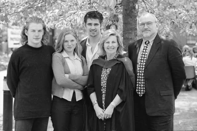 Ursula Birthistle, Victoria Park, who graduated with an MA in Peace and Conflict Studies from the University of Ulster at Magee. Included, from left, are Ivan and Eva Birthistle, Colin Farrell and Niall Birthistle.
