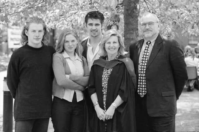 Ursula Birthistle, Victoria Park, who graduated with an MA in Peace and Conflict Studies from the University of                                                           Ulster at Magee. Included, from left, are Ivan and Eva Birthistle, Colin Farrell and Niall Birthistle.