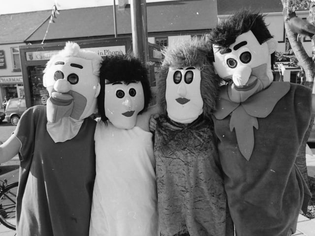 Some of the colourful characters who took part in the 1997 Carn Festival parade.