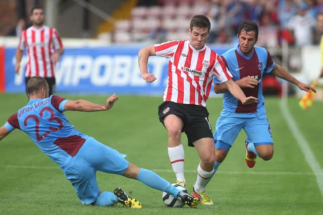 Patrick McEleney pictured in action against Trabzonspor in the Europa League qualifiers in 2013.