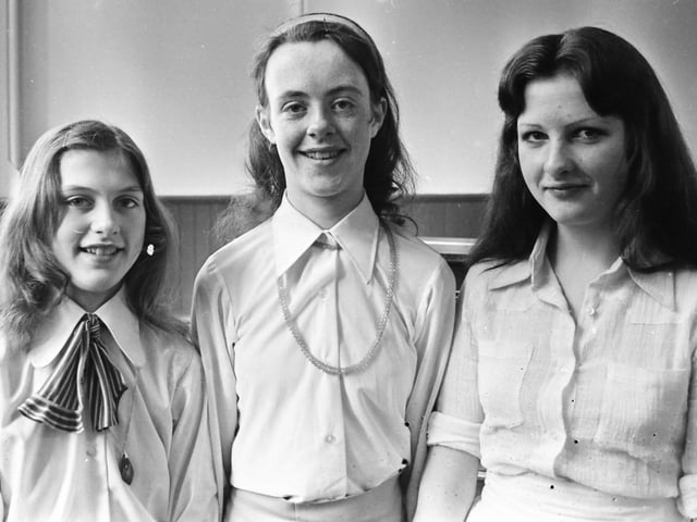 1976... Winners of the girls' trio. From left are Elga and Estelle Haan and Sharon Hutton.