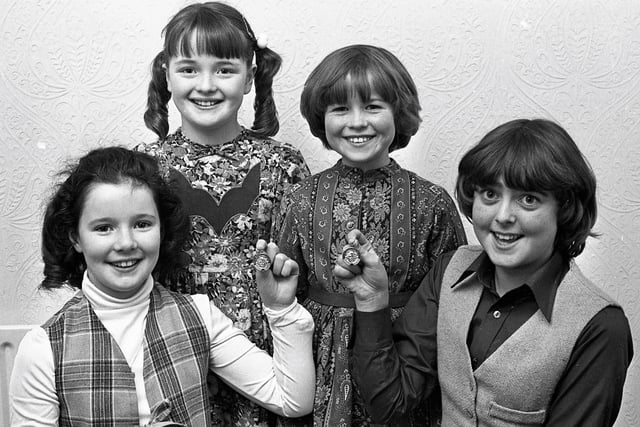 1979... From left are Deirdre Crossan, winner of the girls' verse speaking (under 10), Corinne Coyle and Deirdre McGeady, joint runners-up, and Lorraine McGeady, who was the winner of the children's solo (under 14).
