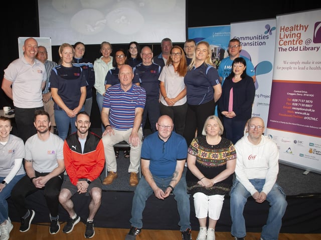 Staff and volunteers from the Old Library Trust and Bogside, Brandywell Health Forum who took part in a â€ ̃Building Positive Communicationsâ€TM workshop at An Culturlann.