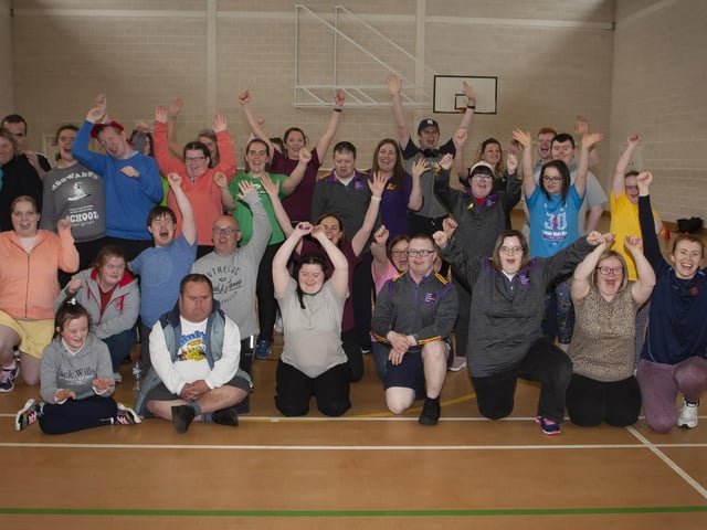 Participants pictured before taking part in the “Inclusively Fit Sports Programmeâ€TM at the Bishopâ€TMs Field Sports Centre last week. The event was part of the †̃Communities in Transitionâ€TM programme. (Photos: Jim McCafferty Photography)