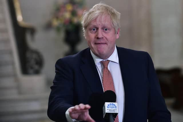 Boris Johnson at Stormont in 2020 NI. Photo Colm Lenaghan/Pacemaker Press