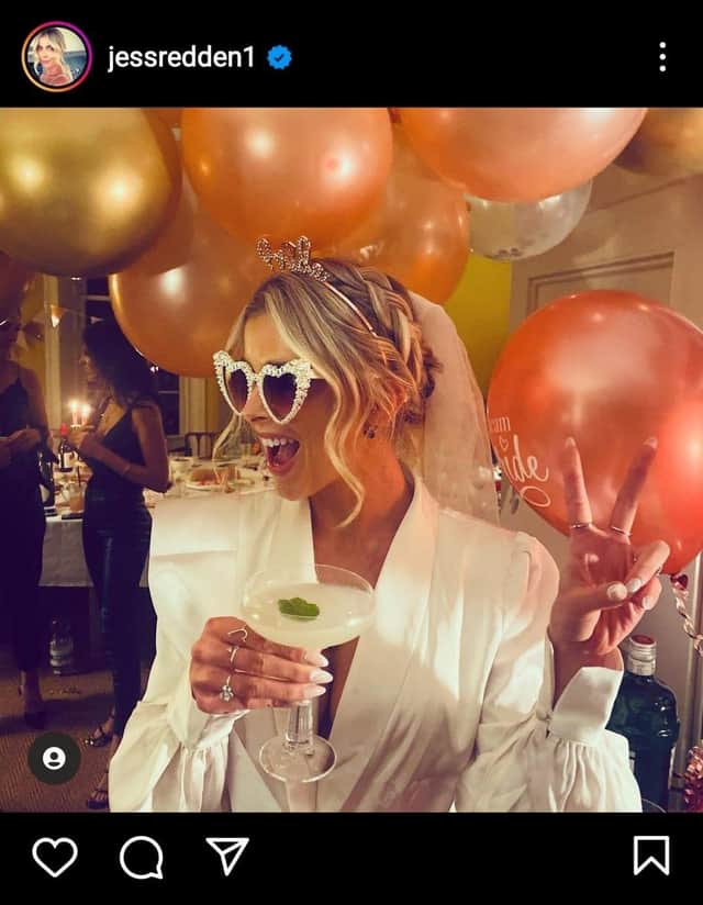 Instagram influencer Jess Redden who wore Ciara's G Gal Designs sunglasses at her hen party.  Jess was the first of many famous faces to model Ciara's glasses.