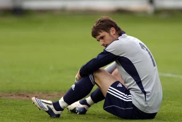 Skonto goalkeeper Germans Malins after conceding from Kevin Deery’s long range strike at Brandywell in 2009.