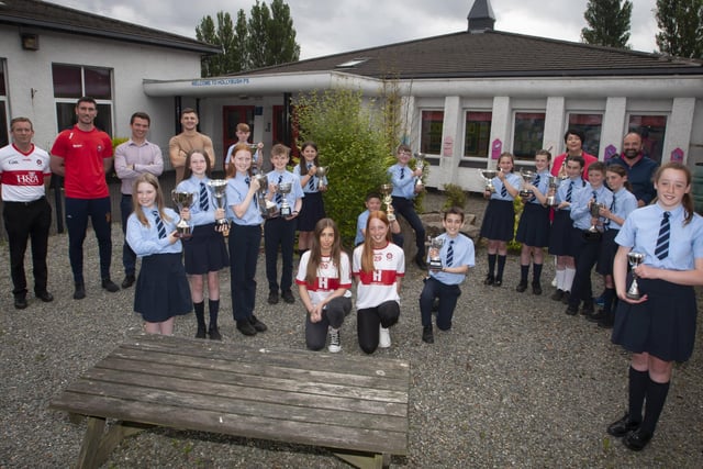 Hollybush Primary School annual prizeswinners and special guests 2022 pictured with Principal, Ms. Teresa Duggan, Vice Principal Mr. Feargal Friel and teachers. (Photos: Jim McCafferty Photography)