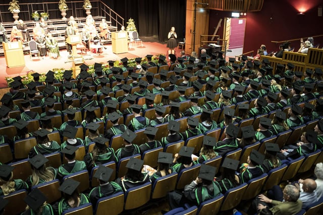 Graduates at the Millennium Forum. (Photo: Nigel mcDowell/Ulster University)