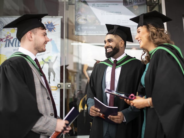Mark Henry, Parves Ahmed and Adele Ferguson. (Photo: Nigel mcDowell/Ulster University)