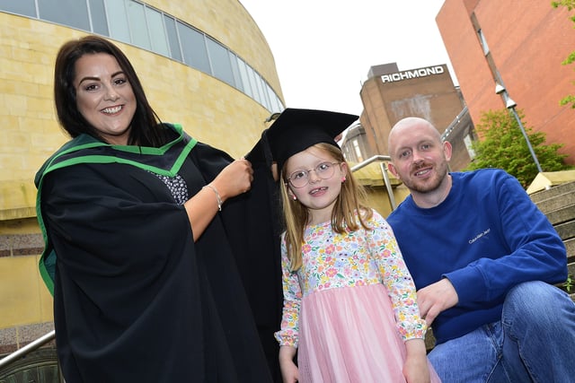 Pacemaker Press Thursday 7th July 2022: Colin Irvine and Harley Best-Irvine from Enniskillen graduating in Social work pictured before the graduation in Derry.Picture By Arthur Allison: Pacemaker Press