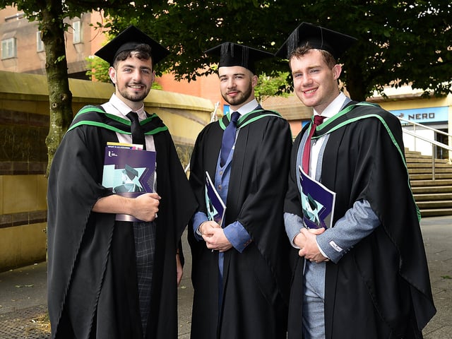Group who were  graduating in Cinematic Arts pictured before the graduation in Derry.Picture By Arthur Allison: Pacemaker Press