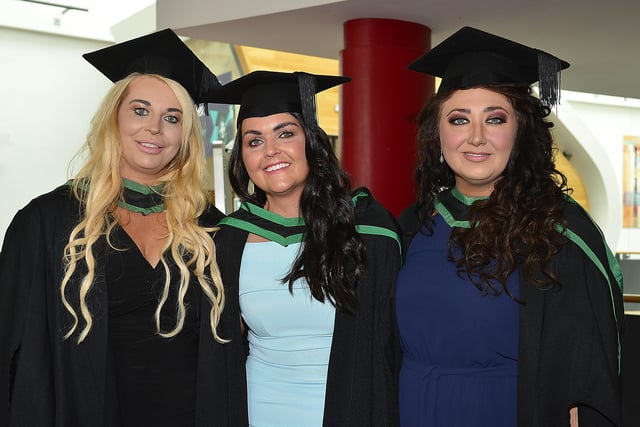 Sandra Tate, Natasha Crossan and Leanne Bradley from Derry Graduates in Social Work pictured before the graduation in Derry. Picture By Arthur Allison: Pacemaker Press