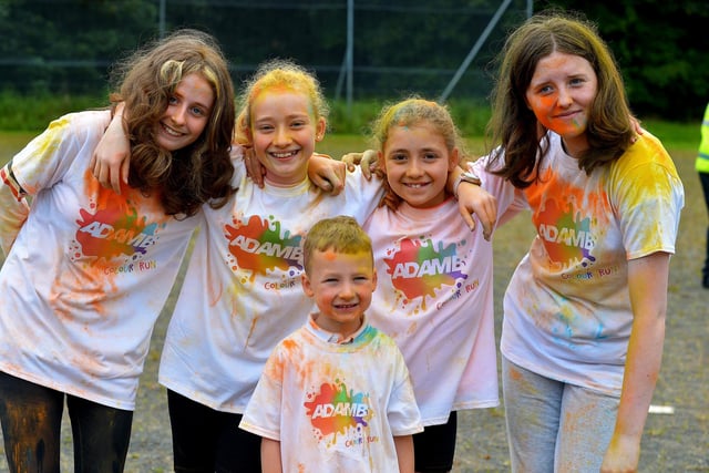 Young fans who took part in the Adam B Charity Children’s Colour Run at the Templemore Sports Complex on Saturday afternoon last. Photograph: George Sweeney.  DER2227GS – 007