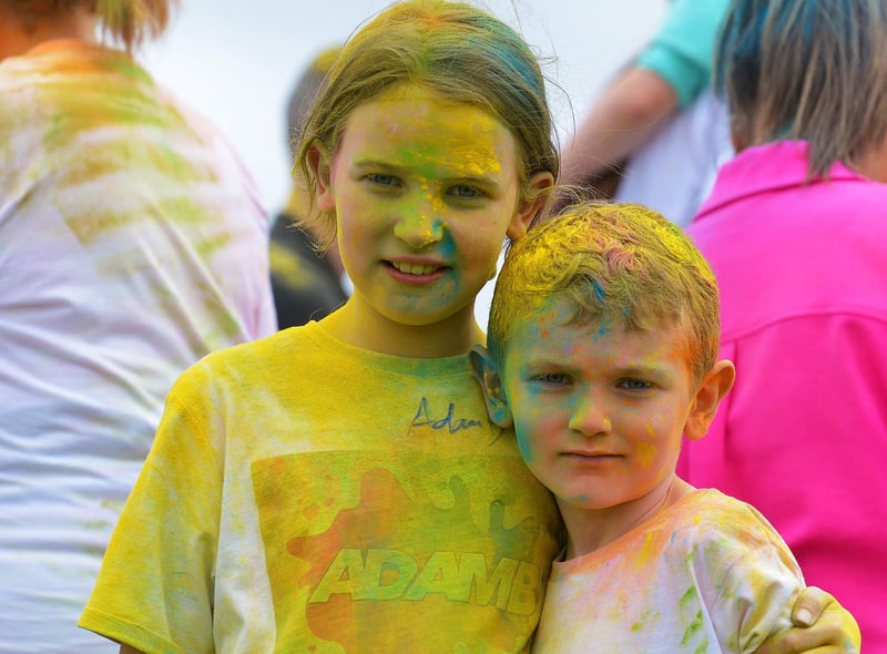 These two participated in the Adam B Charity Children’s Colour Run at the Templemore Sports Complex on Saturday afternoon last. Photograph: George Sweeney.  DER2227GS – 002