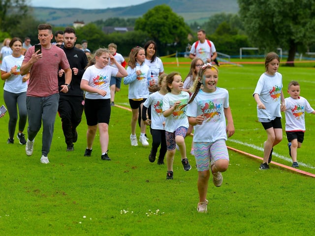 There were lots of participants in the Adam B Charity Children’s Colour Run underway at the Templemore Sports Complex on Saturday afternoon last. Photograph: George Sweeney.  DER2227GS – 015