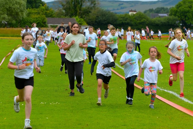 The Adam B Charity Children’s Colour Run underway at the Templemore Sports Complex on Saturday afternoon last. Photograph: George Sweeney.  DER2227GS – 014