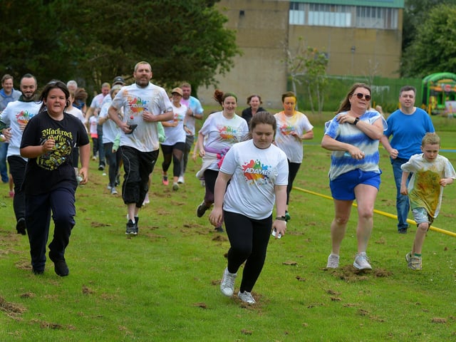 Runners pictured during the Adam B Charity Colour Run at the Templemore Sports Complex on Saturday afternoon last. Photograph: George Sweeney. DER2227GS – 020