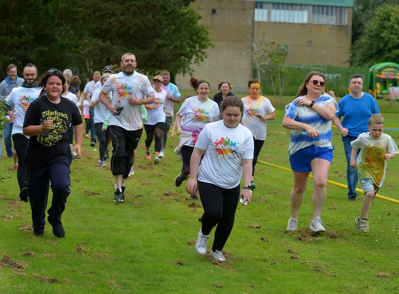Runners pictured during the Adam B Charity Colour Run at the Templemore Sports Complex on Saturday afternoon last. Photograph: George Sweeney.  DER2227GS – 020