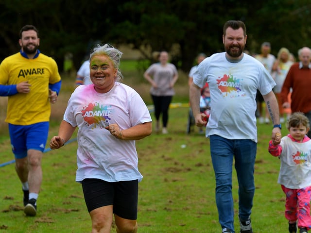Enjoying the fun at the Adam B Charity Colour Run at the Templemore Sports Complex on Saturday afternoon last. Photograph: George Sweeney. DER2227GS – 021