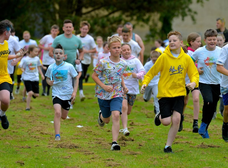 Participants pictured during the Adam B Charity Colour Run underway at the Templemore Sports Complex on Saturday afternoon last. Photograph: George Sweeney.  DER2227GS – 017