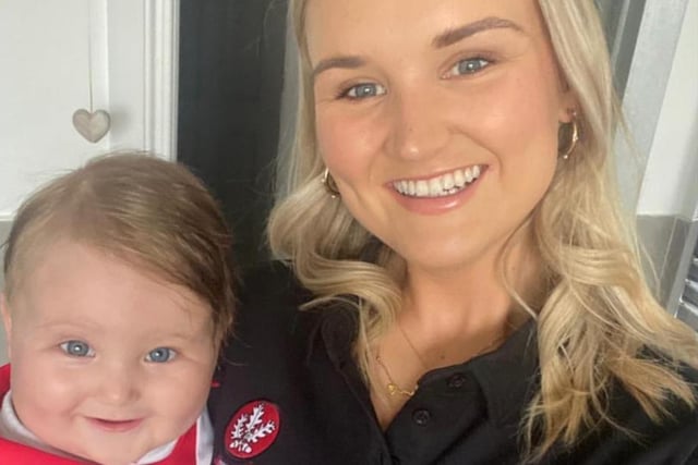 Derry fan Shannon Watson and her daughter are all smiles ahead of the match