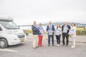 Cllr Liam Blaney, Cathaoirleach of Donegal County Council pictured at the launch of the Campervan protocol at Rathmullan.  Included in photo are Peter and Tinie Bertrand (Campervan owners from Netherlands), Amanda McNamee (Project Officer) Garry Martin, Director of Economic Development, Emergency Services and Information Systems and Annmarie Conlon, Head of Economic Development  (NW Newspix)