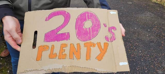 20's plenty, say Creggan residents who are calling for the speed limit on Creggan HIll to be reduced as well as other safety measures put in place so residents can cross safely to Brooke Park.